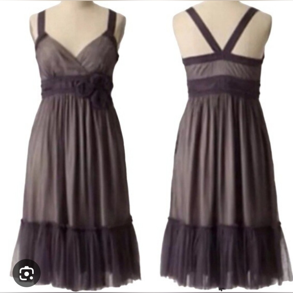 Moulinette Soeurs Elegant Purple & Gray Sleeveless Dress 100% Silk Size 2